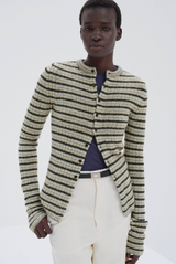 Shetland Wool Cashmere Rib Kint Crewneck Cardigan