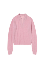 Auralee Baby Suri Alpaca Sheer Knit Skipper Polo Pink