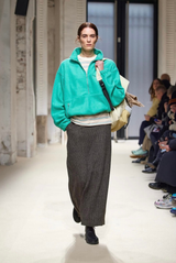 Auralee Pure Silk Comfort Fleece Half Zip Jade Green