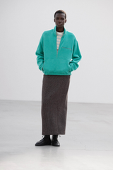 Auralee Pure Silk Comfort Fleece Half Zip Jade Green