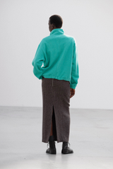 Auralee Pure Silk Comfort Fleece Half Zip Jade Green