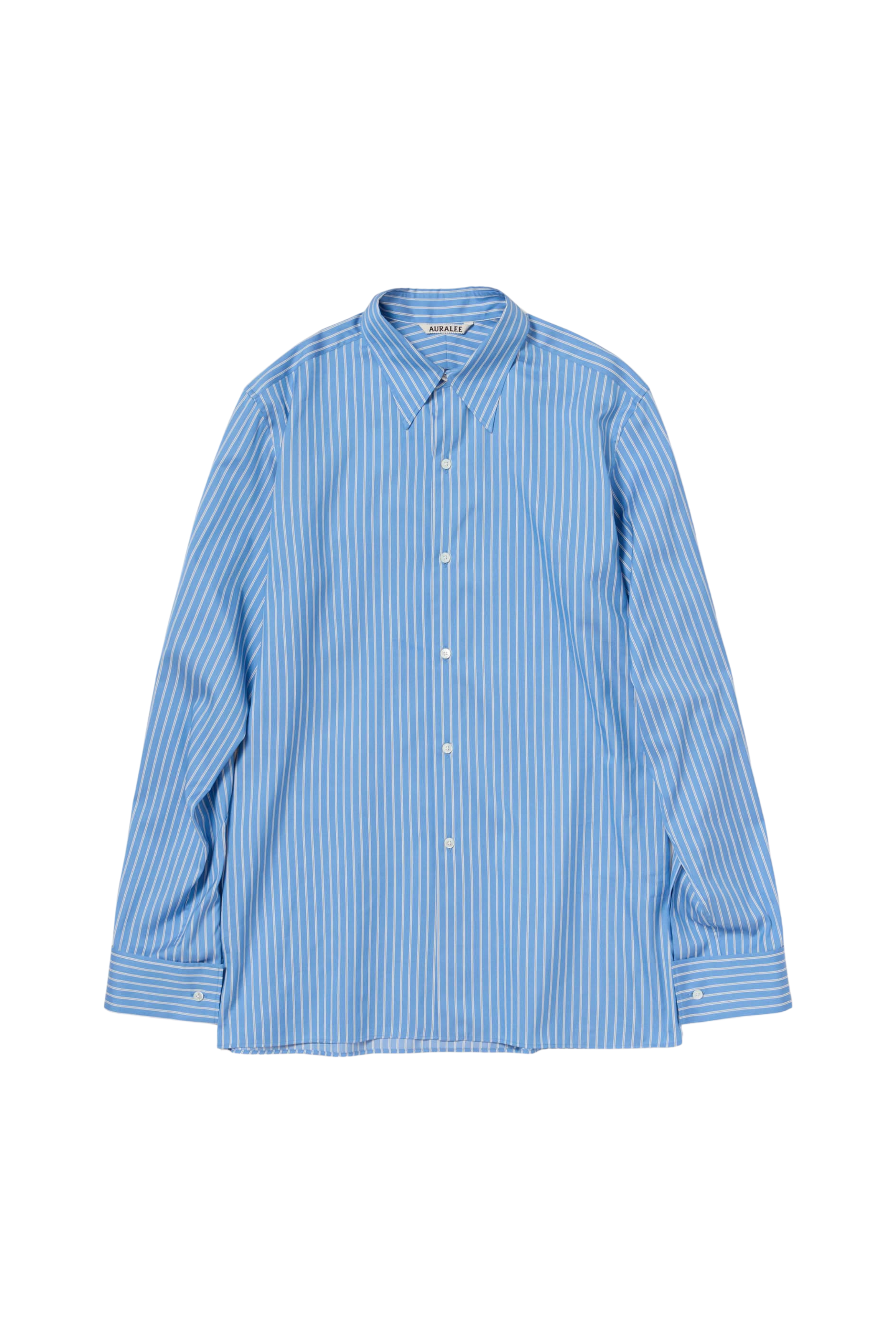Auralee Cotton Silk Stripe Double-Cuff Shirt
