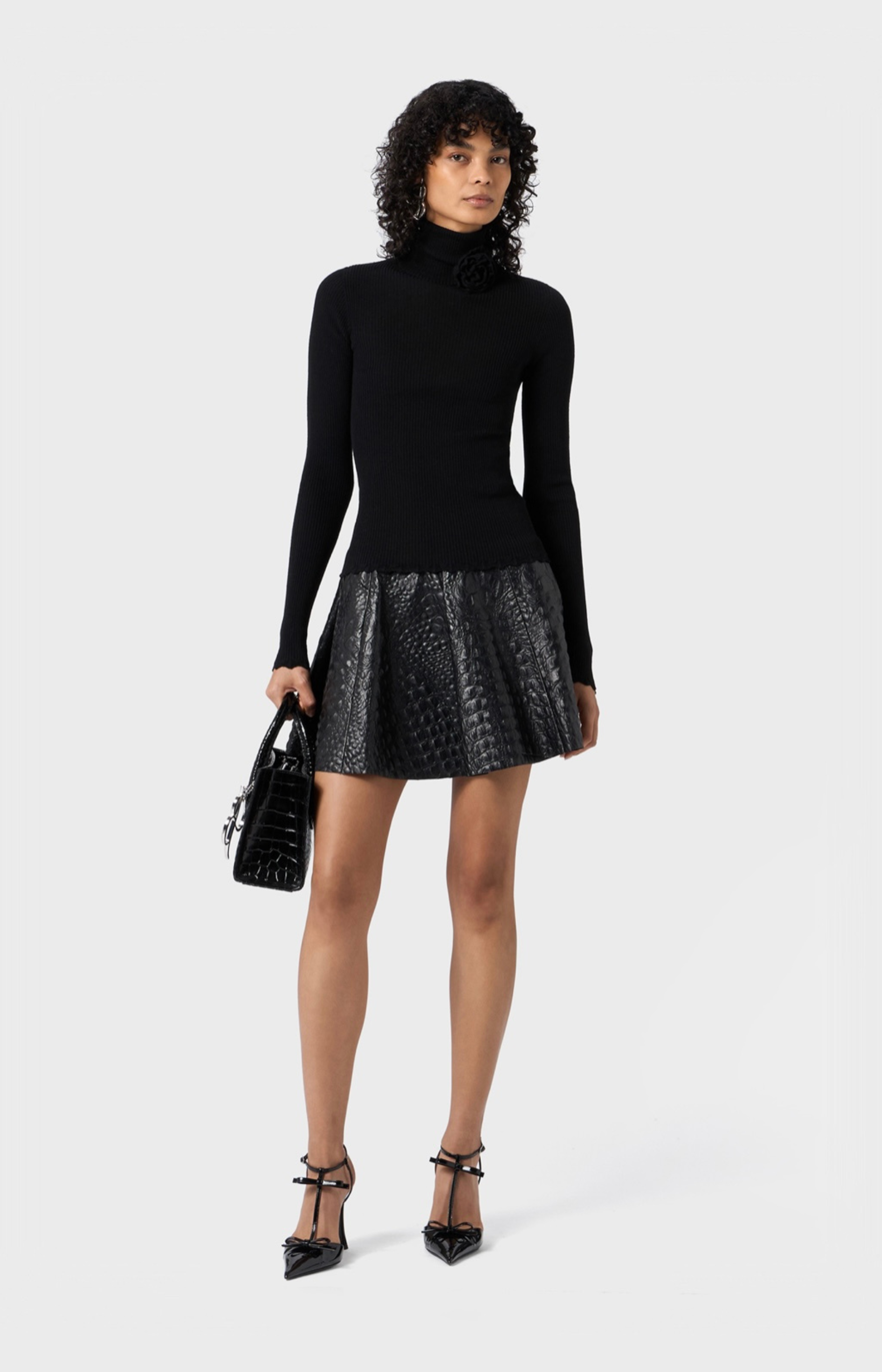 Mini Skirt in Crocodile Leather