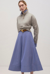 Brandon Maxwell The Knox Circle Skirt Navy Stripe