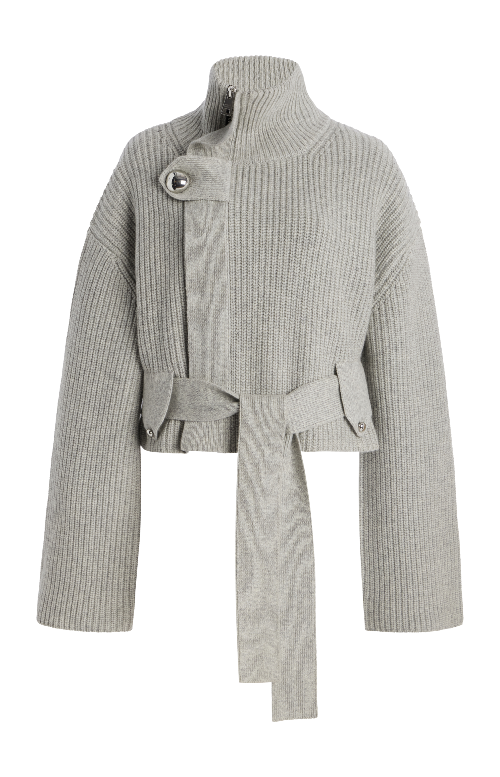 The Neal Front Zip Sweater with Tie Belt