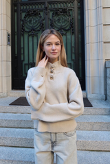 Brandon Maxwell The Rowe Cropped Henley Oatmeal