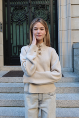 Brandon Maxwell The Rowe Cropped Henley Oatmeal