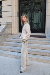 Brandon Maxwell The Rowe Cropped Henley Oatmeal