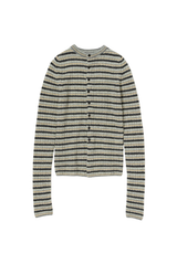 Shetland Wool Cashmere Rib Kint Crewneck Cardigan