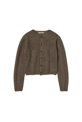 Garment-Dyed Baby Alpaca Fur Knit Crewneck Cardigan