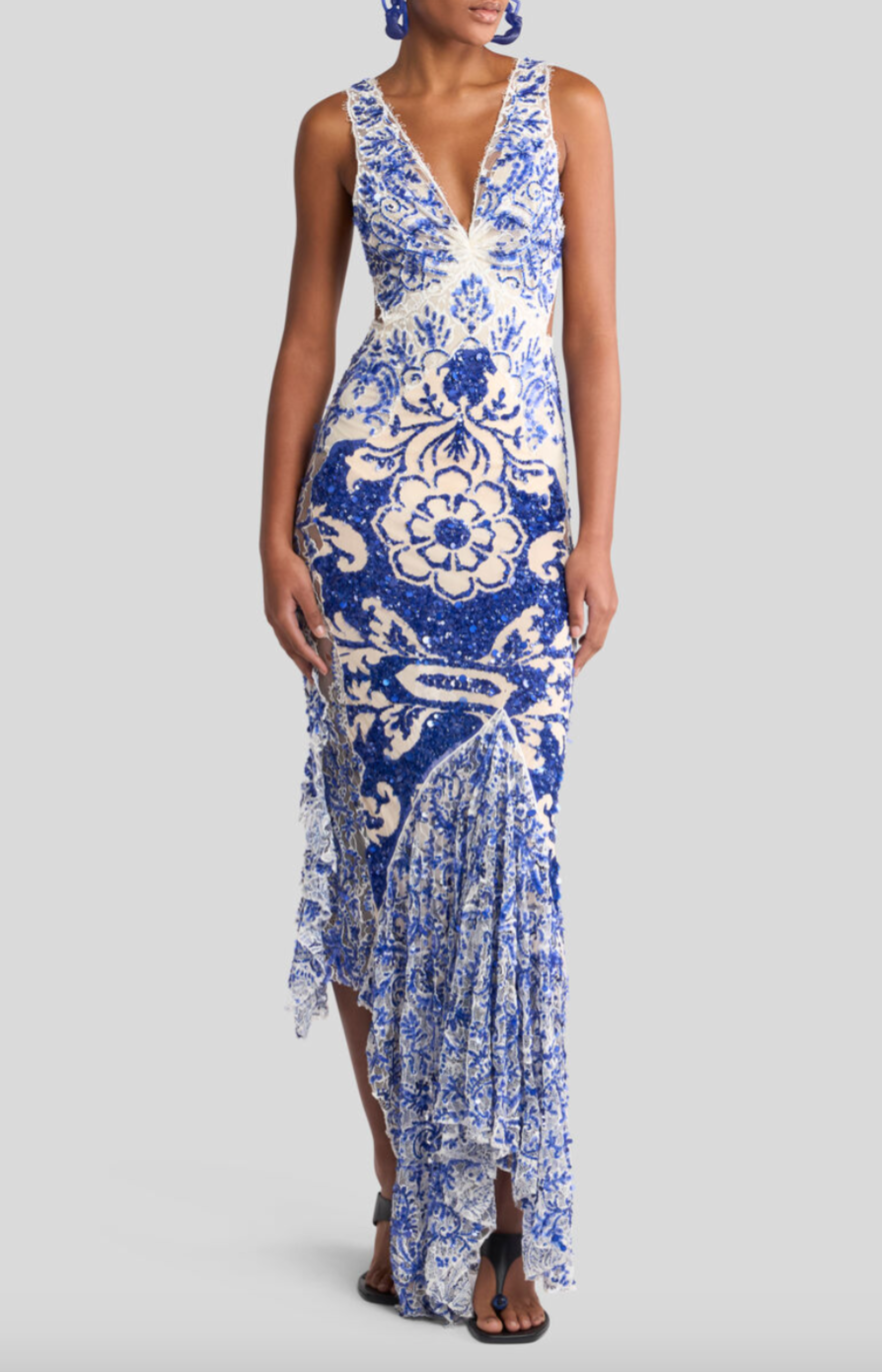 Long Dress With Sequin Embroidery
