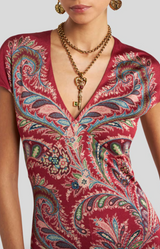 Printed Crepe Jersey Long Dress