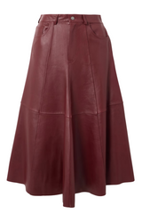 Haikure Mid Serenity Leather Skirt Cherry