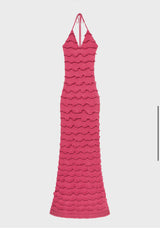 Knitted Long Dress With Ruffles