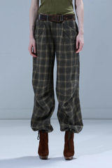 R13 Military Pants Sage Plaid Brown