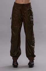 Multipocket Balloon Leather Pant