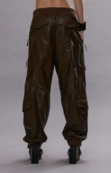 Multipocket Balloon Leather Pant