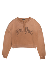 New York Cropped Crewneck With Front Slit