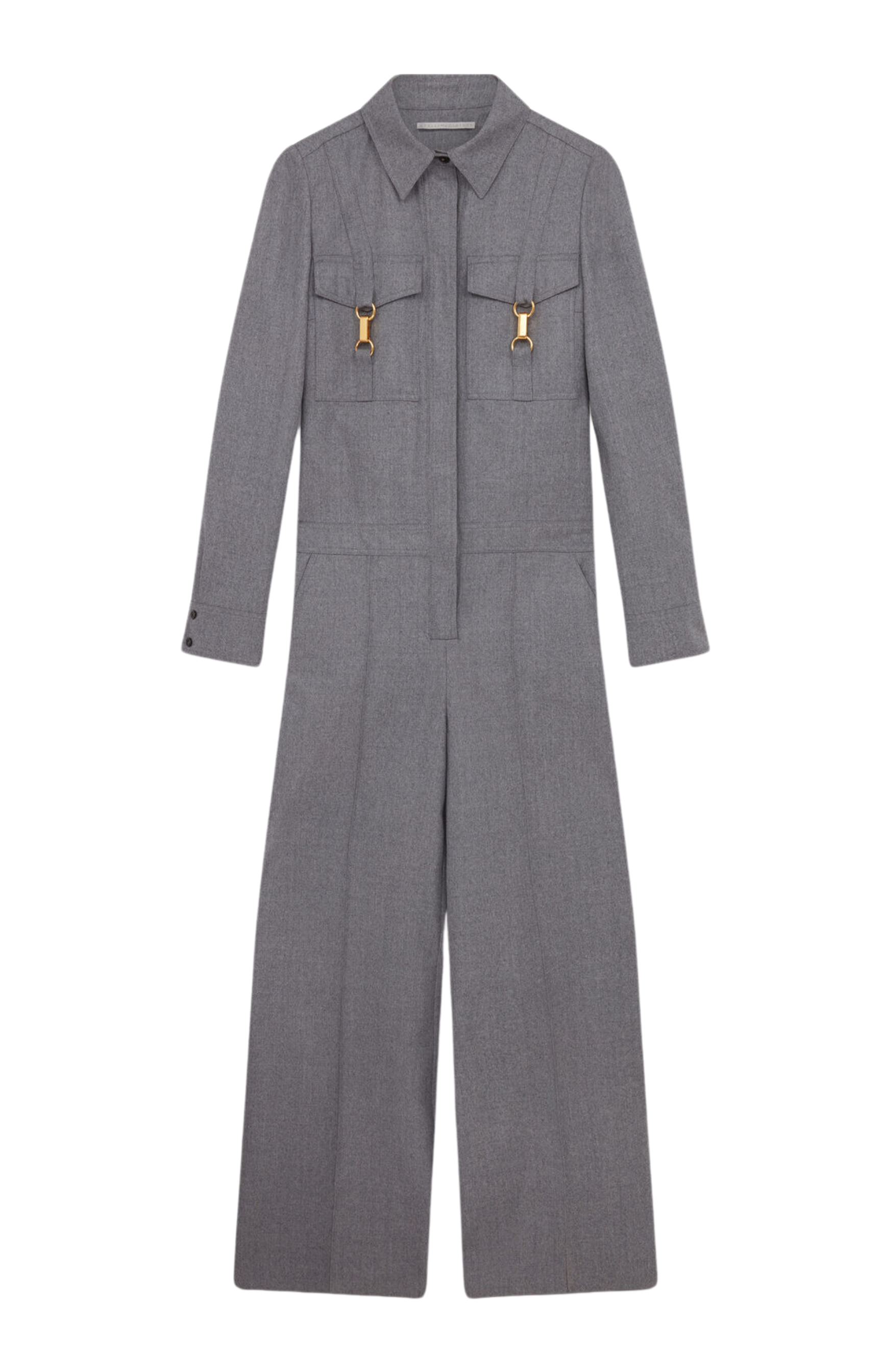 Clasp-Embellished Wool Jumpsuit