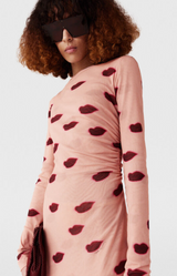 Lip Mesh Print Dress