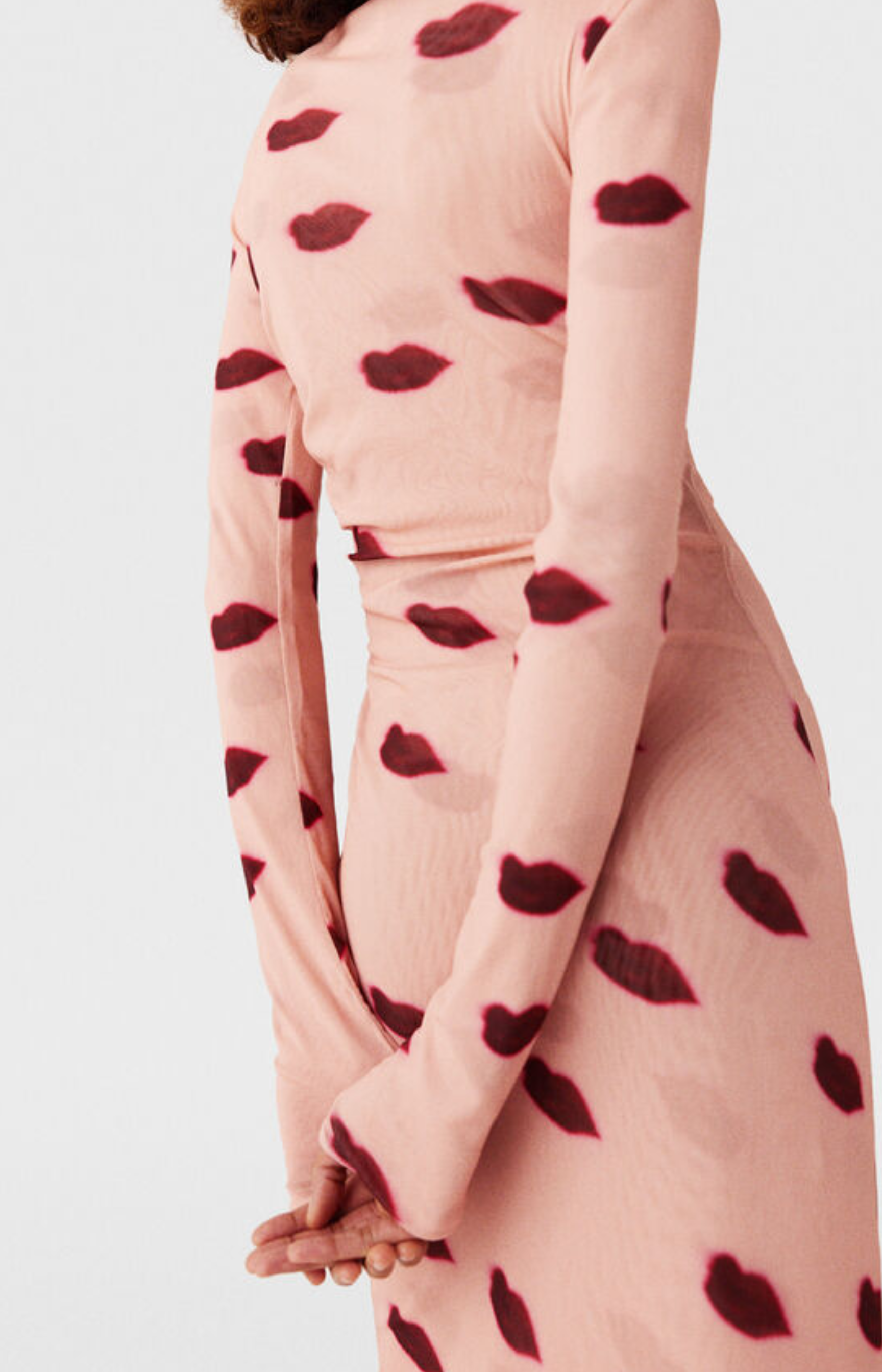 Lip Mesh Print Dress